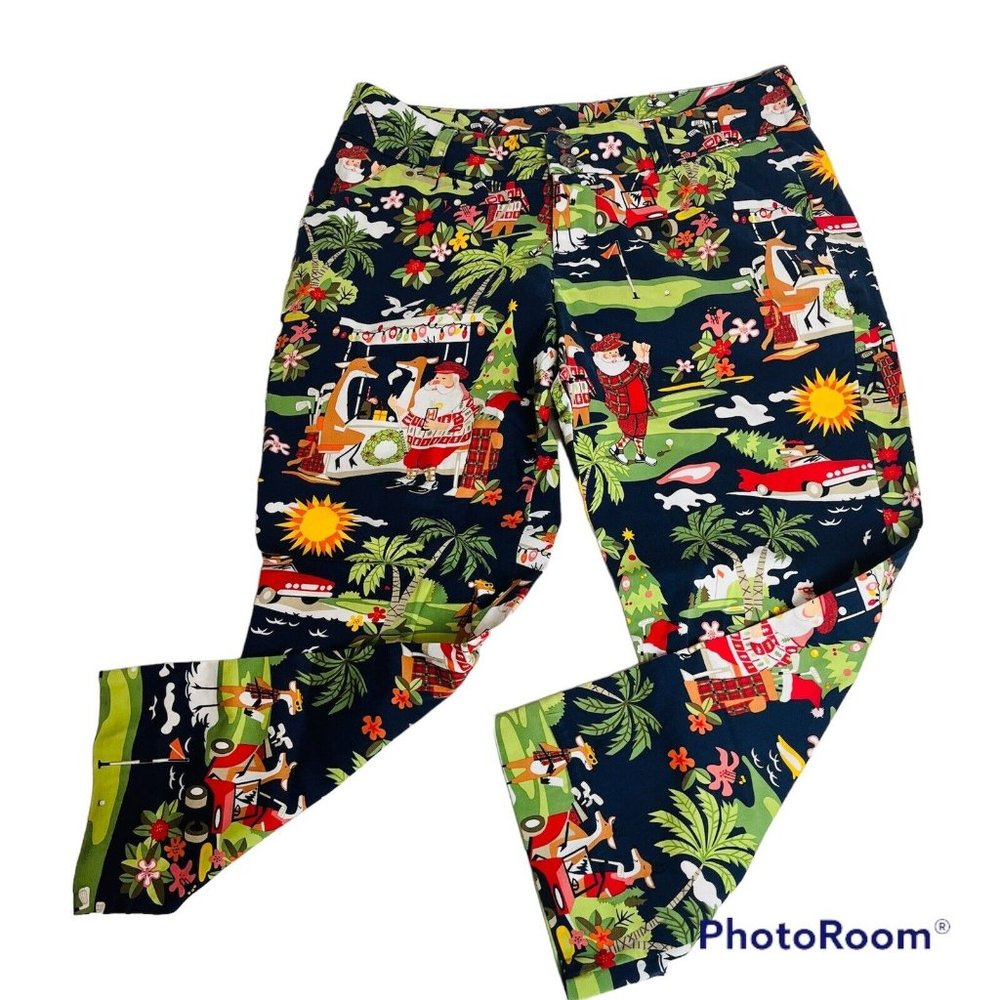 Loudmouth Golf Crop Pants Womens Santa Claus Christmas Holiday Ladies Size 6